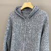 Women Mohair Cashmere Sequin Zip Cardigan Hoodie