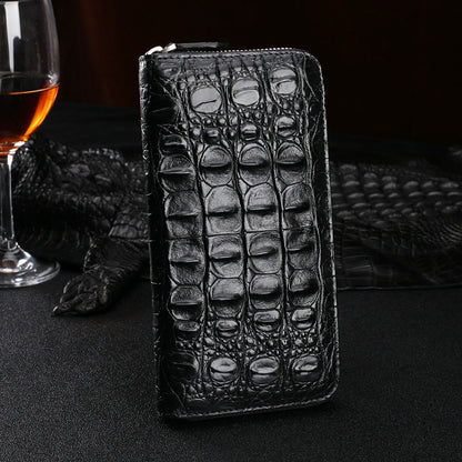 Crocodile Leather Clutch Bag – Genuine Horn-Back Zipper Wallet
