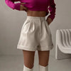 High waist pu leather a line shorts 1 S