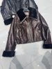 Genuine waxed sheepskin leather jacket with fur