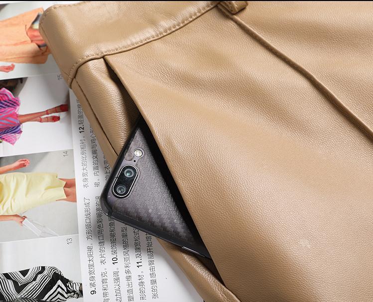 Women Mid Length Real Leather Shorts