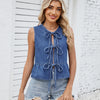 Summer Ruffled Lace Up Denim Vest Top