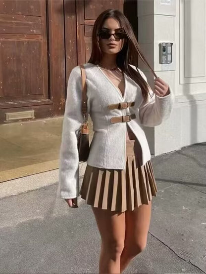 Women’s Buckle Front Soft Belted Jacket