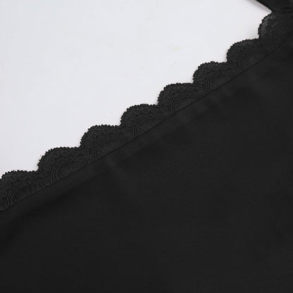Women halterneck vest with lace trim neckline