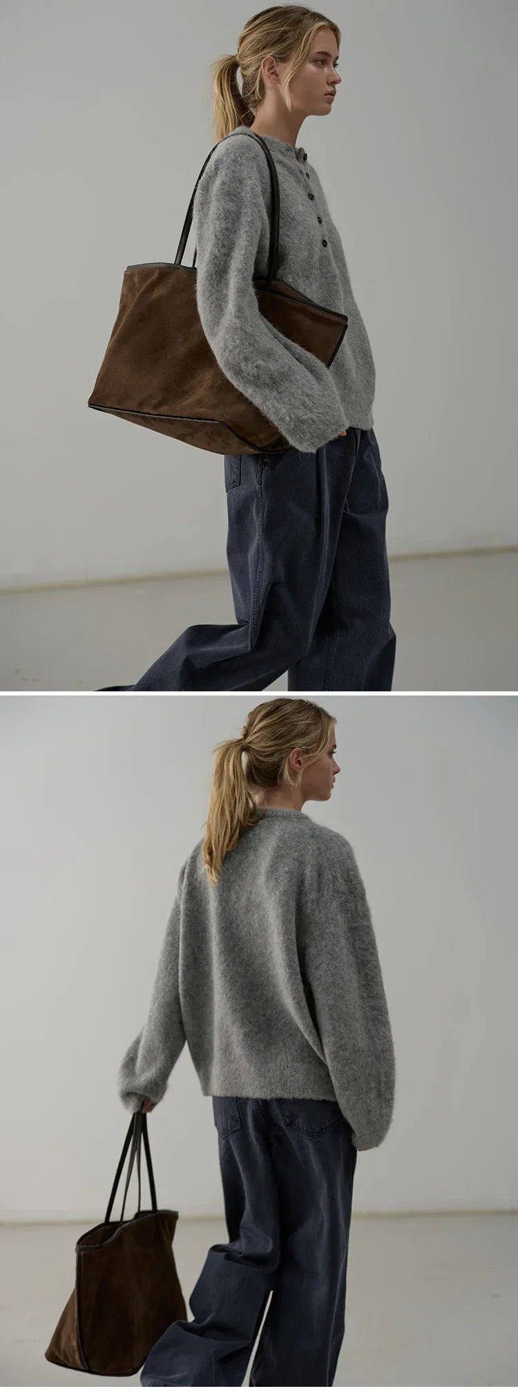 Facade pattern alpaca wool sweater women