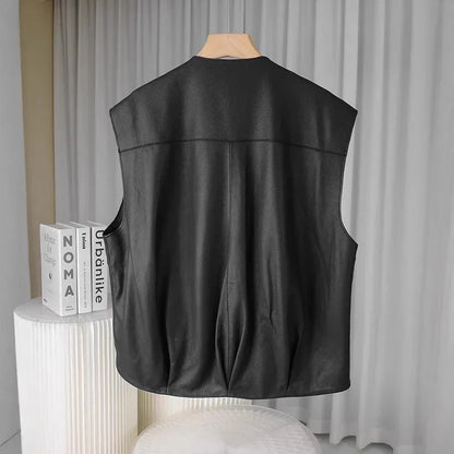 Women Real Soft Leather Zip Vest Office Vest