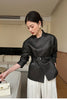 Women Leather Jacket Lychee Grain Belted Short Coat