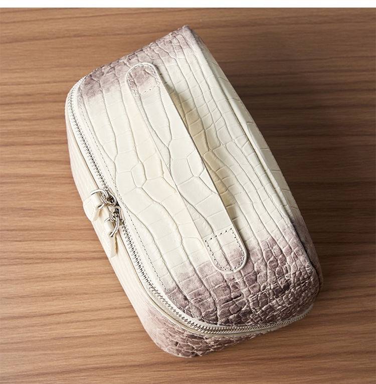 Women’s Genuine Leather Crocodile Pattern Cosmetic Bag
