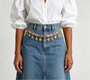 Gold Waist Chain with Multicolor Inlays and Coin Tassels