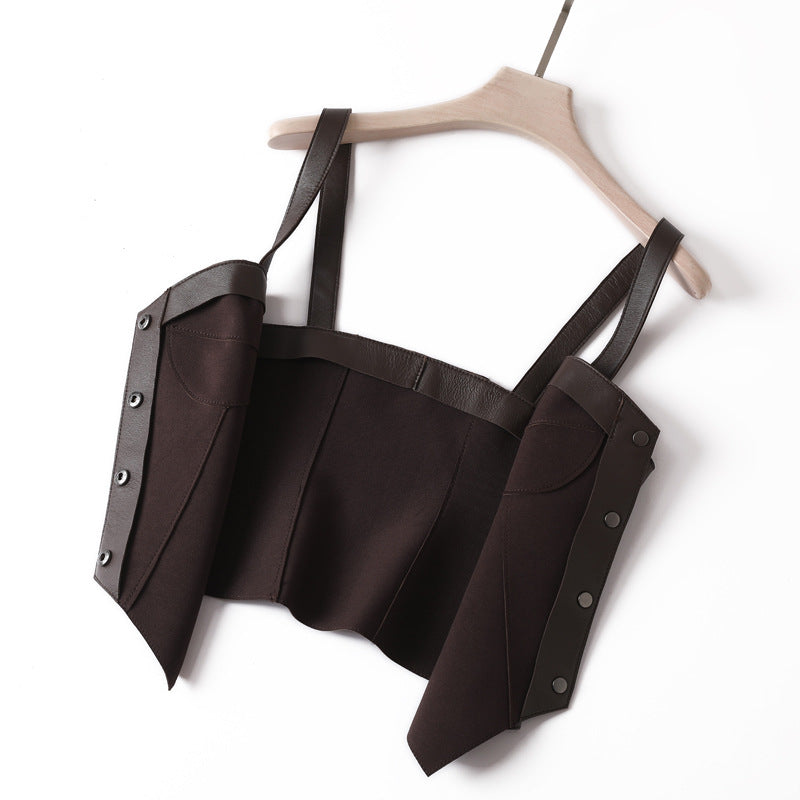Brown Leather Slimming Vest For Women Slim Waist Suspender