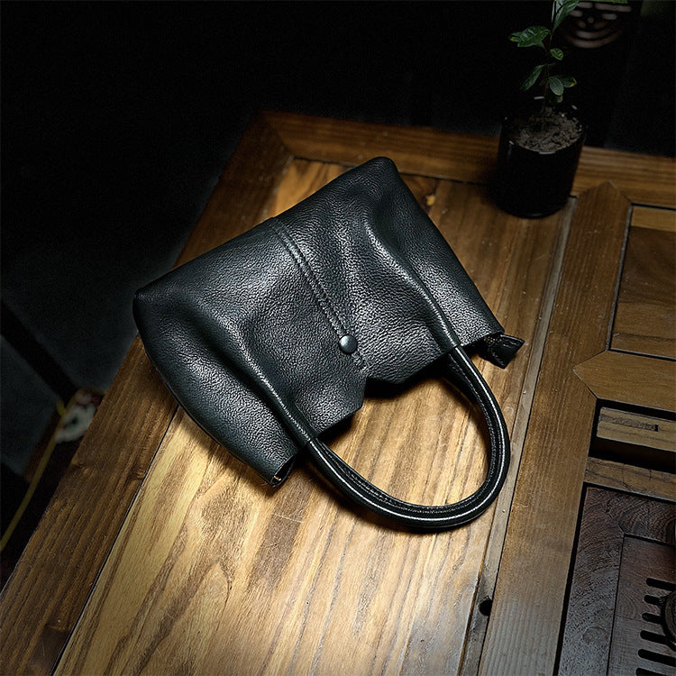 Women’s Genuine Leather Shoulder Bag With Brass Hardware