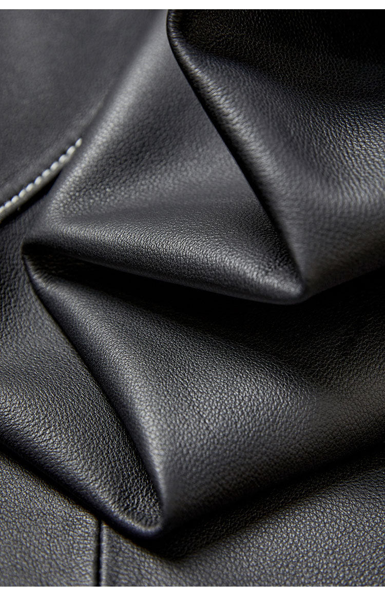 Irregular Cut Leather Wide Leg Pants for Women Cropped Straight Fit