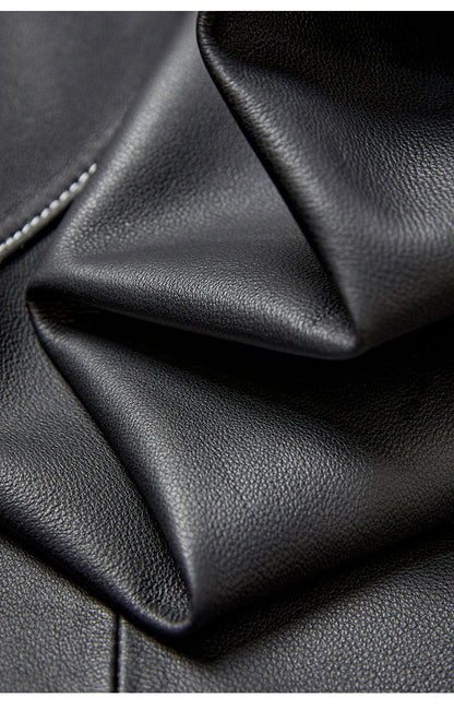 Irregular Cut Leather Wide Leg Pants for Women Cropped Straight Fit
