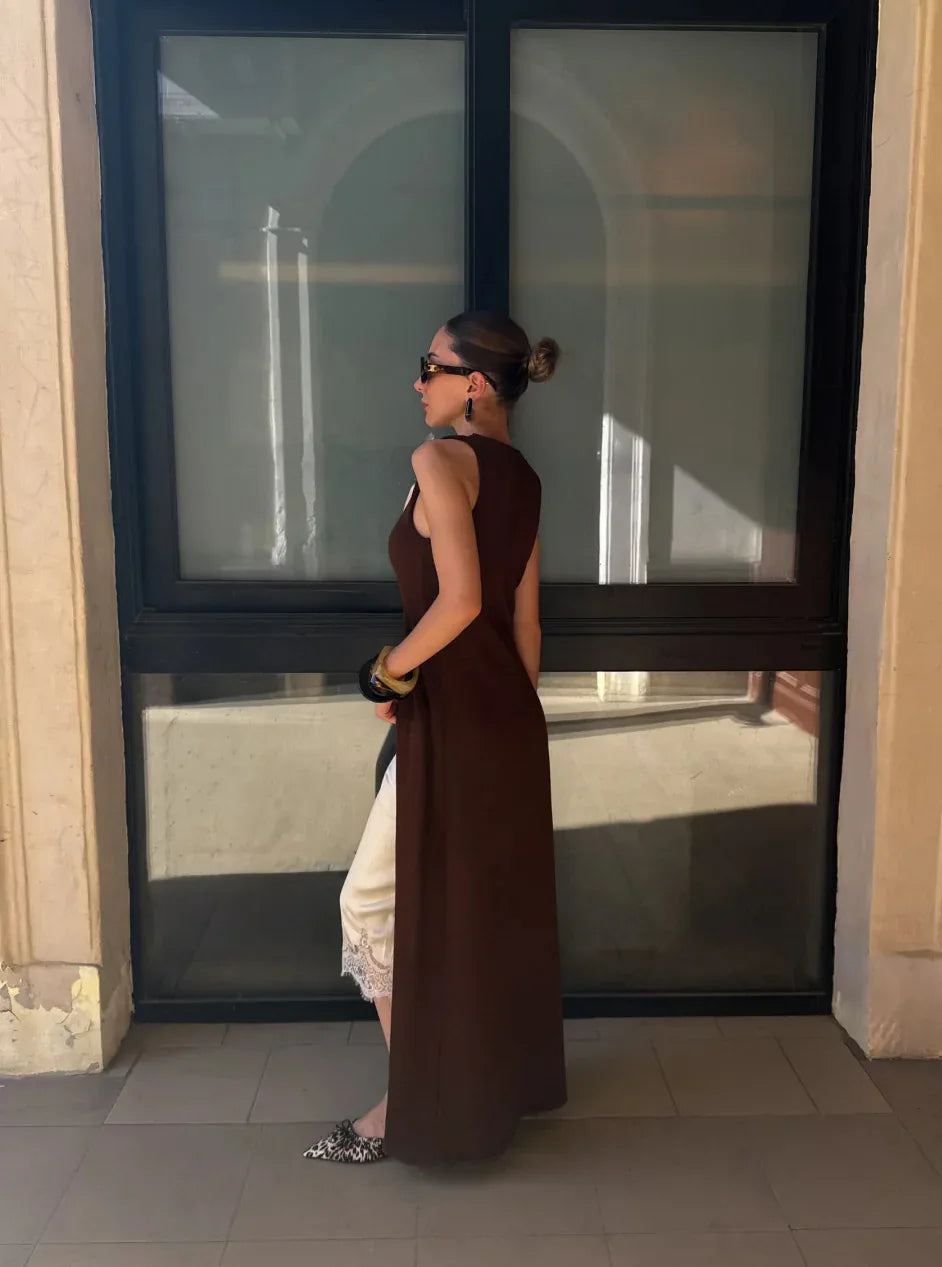 Soft knit long vest cardigan for summer days