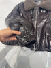 women genuine sheepskin bomber jacket with fur collar