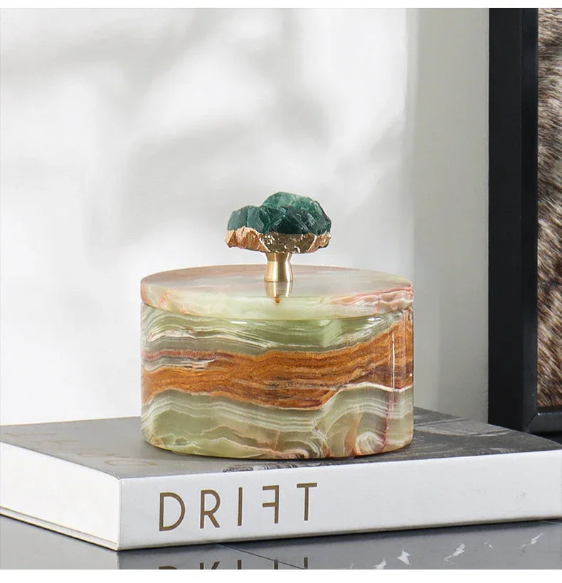 Natural Marble Jade Jewelry Storage Jar