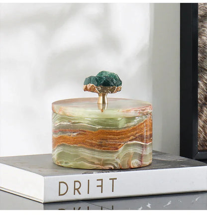 Natural Marble Jade Jewelry Storage Jar