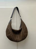 Suede Leather Underarm Crescent Shoulder Bag