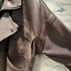 Women Brown Genuine Leather Trench Coat Retro Motorcycle