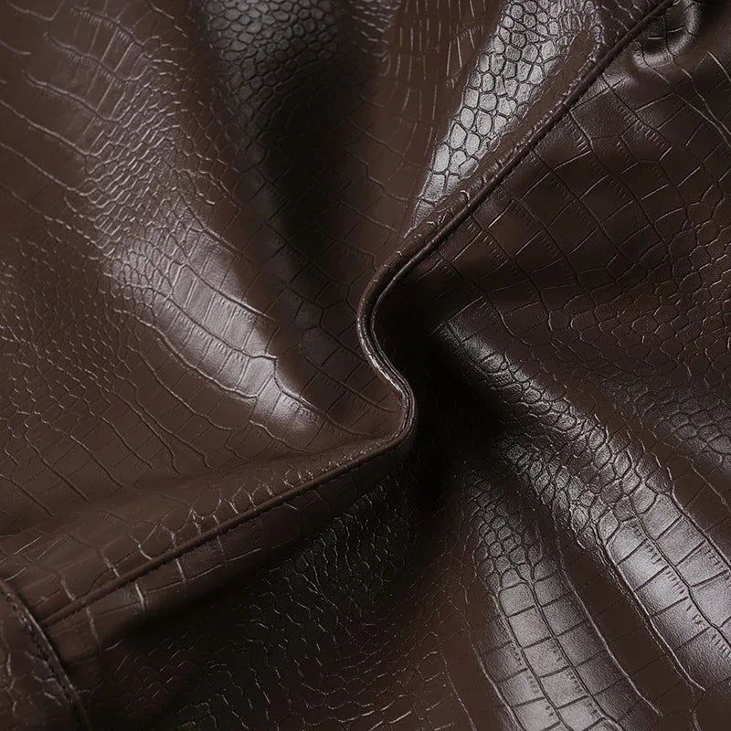 Y2K faux leather leopard fur trim mini shorts