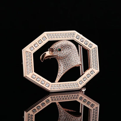 Eagle Head Belt Buckle in Gold with Rhinestones