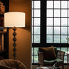 French Medieval Wabi-sabi Wooden Floor Lamp with Cloth Shade