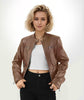 Slim Fit Faux Leather Moto Jacket for Women