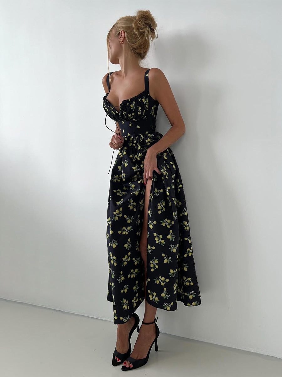 Side Split Maxi Dress Floral Off Shoulder Beach Outfit