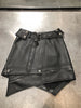 High-Waisted Irregular Hem Motorcycle Leather Mini Skirt