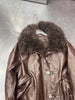 Genuine sheepskin leather jacket with fur collar