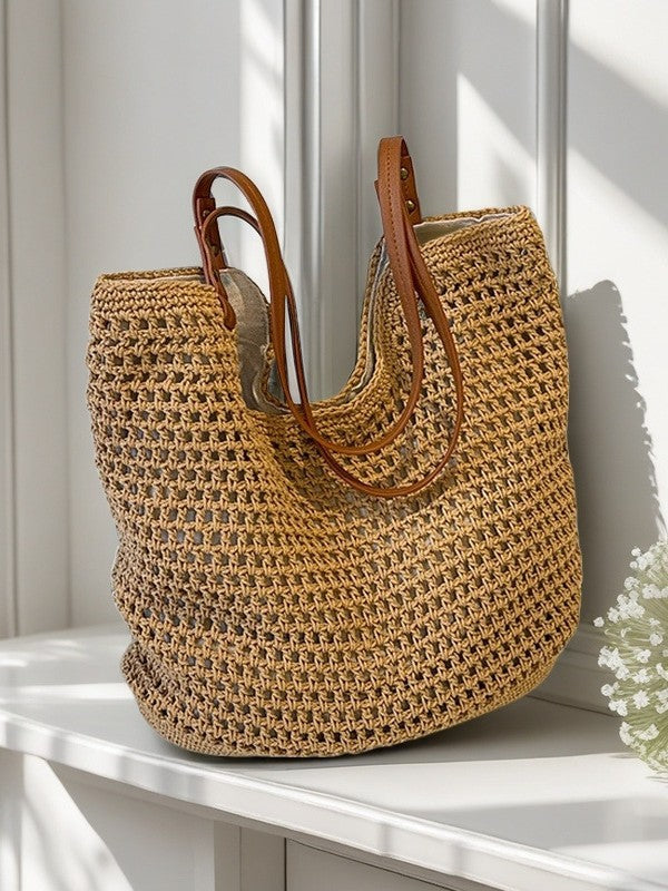 Woven Beach Tote Bag for Women Large Handwoven