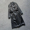 Women long leather trench motorcycle coat - Boho Living Room