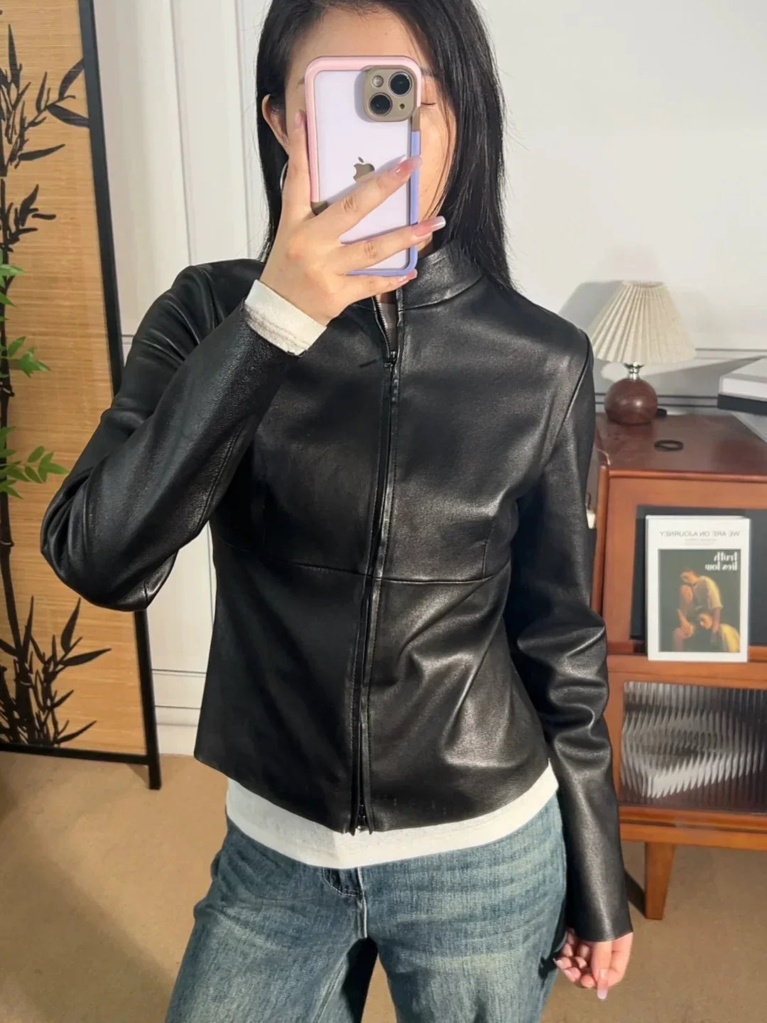 High elasticity leather yoga jacket for women
