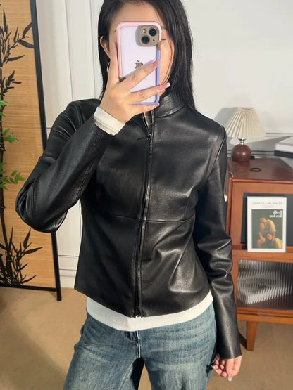 High elasticity leather yoga jacket for women