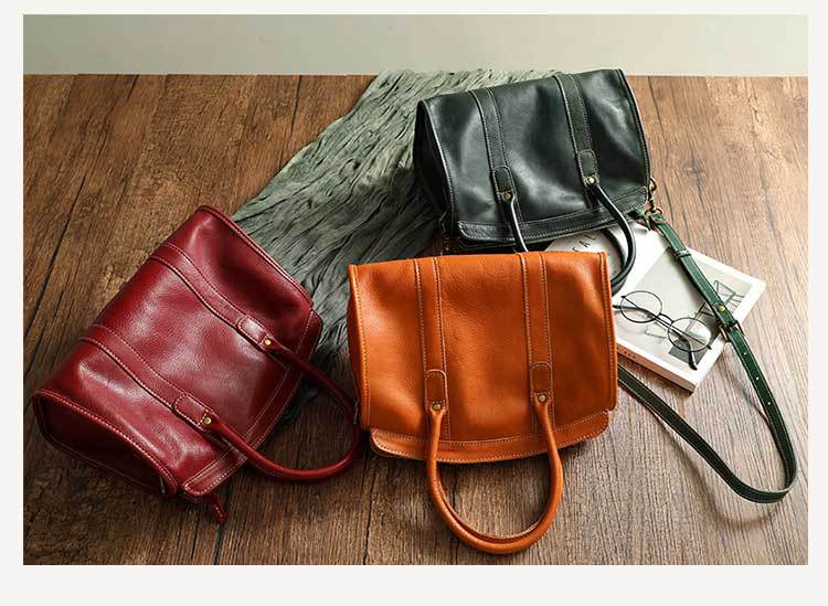 Handmade Genuine Leather Women Crossbody Handbag