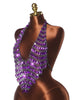 Black Gemstone Bra Top with Layered Body Chains