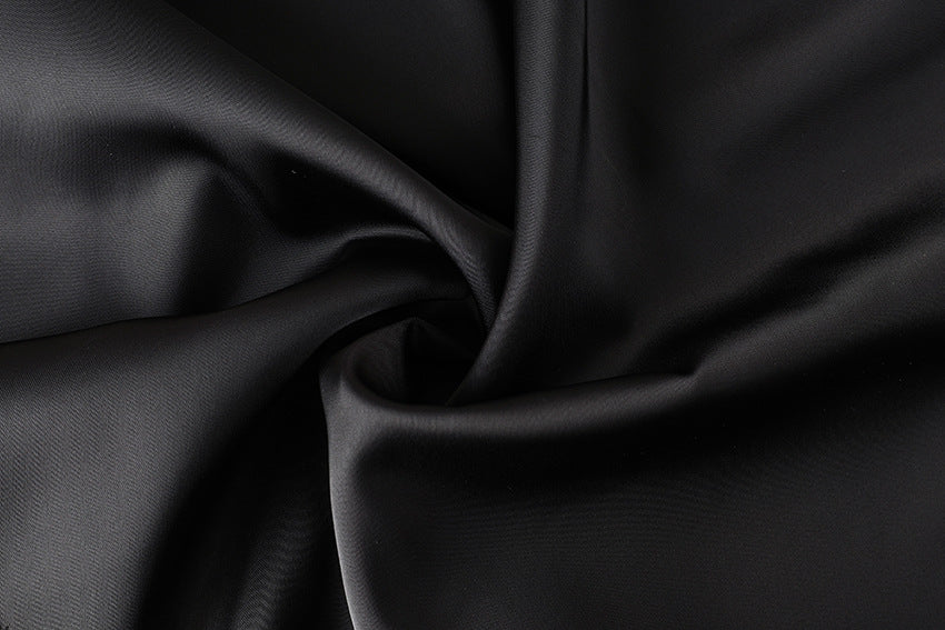 Black Satin Lace Trim Slit Mini Skirt