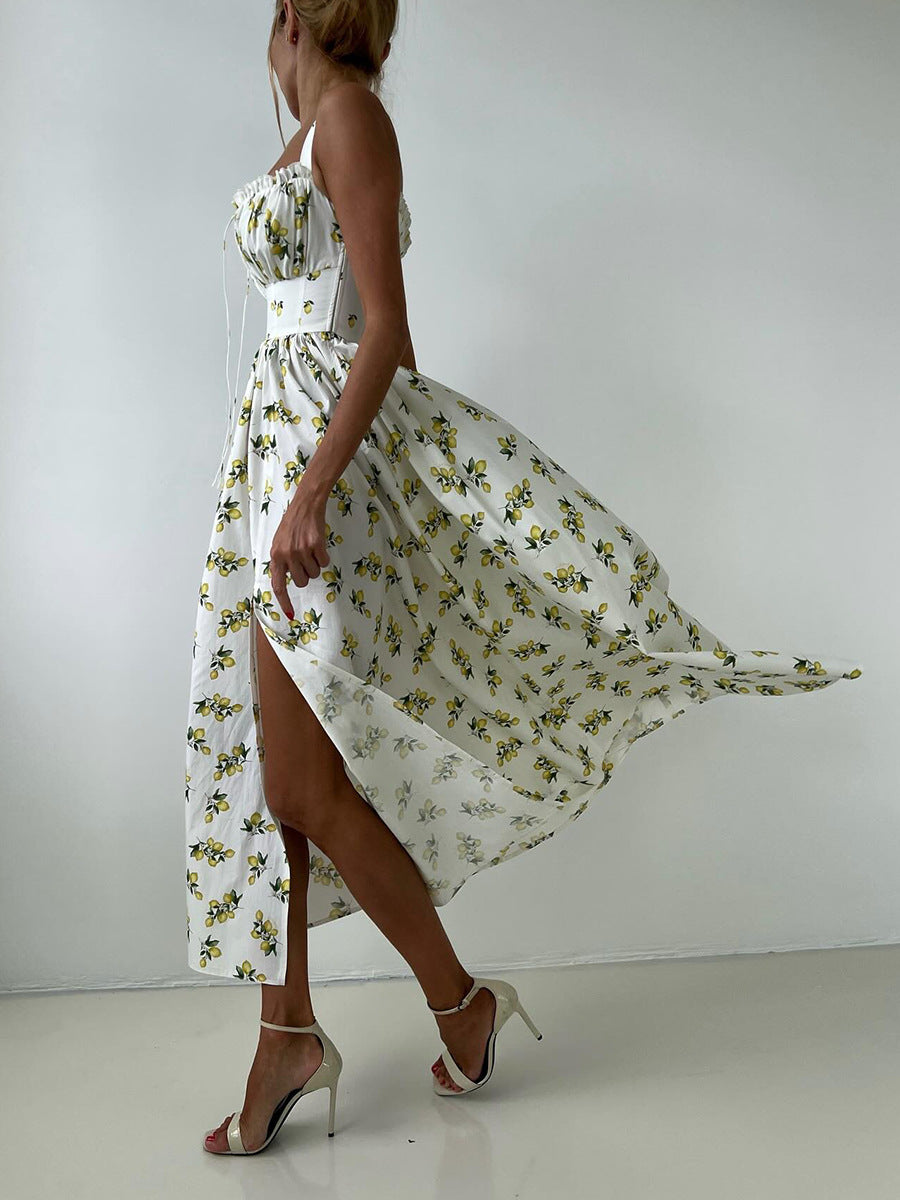 Side Split Maxi Dress Floral Off Shoulder Beach Outfit