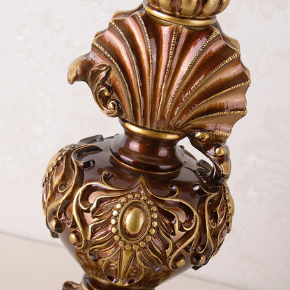 Vintage resin table lamp with fabric shade