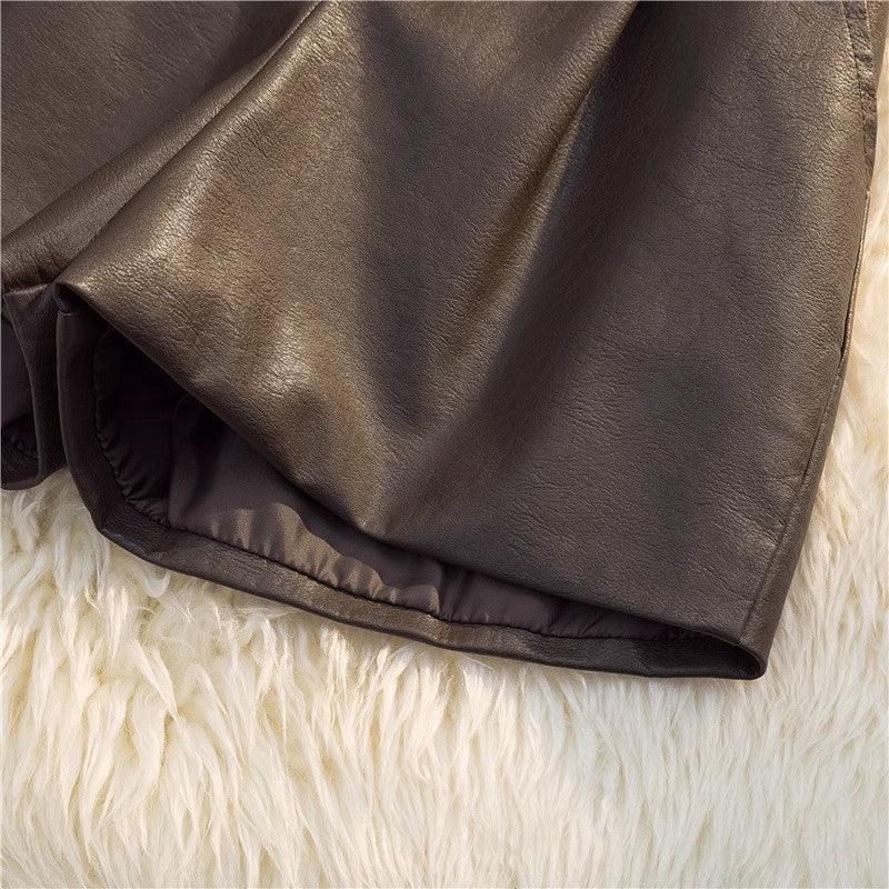 High waist faux leather a line shorts