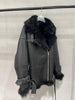 Women Leather Jacket with Real Fur Lining Moto Bomber Style