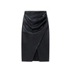 High Waisted PU Leather Wrap Skirt with Slit