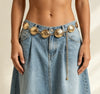 Women’s Gold Hammered Disc Waist Chain with Textured Medallions