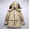 Men Real Sheepskin Shearling Flight Long Jacket Aviator
