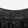 Imitation Leather Belted Mini Skirt