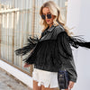 Washed Western Fringe Denim Jacket for Women