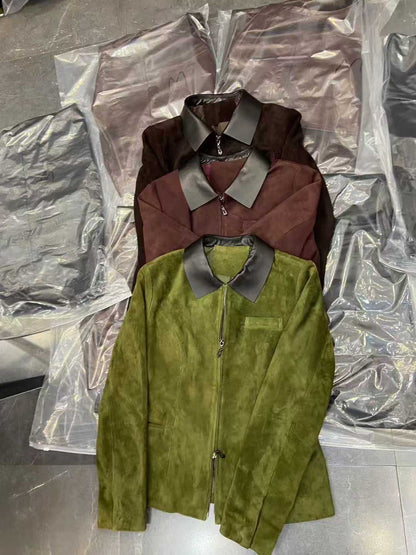 Genuine Goatskin Suede Leather Women's Jacket