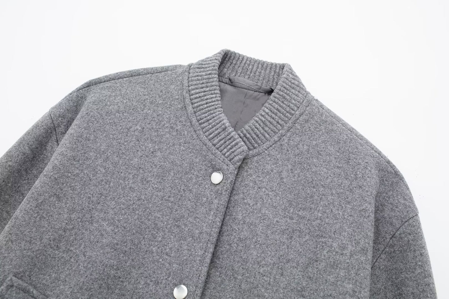 Women Loose Wool Bomber Pilot Jacket