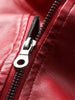 Red Faux Leather Jacket for Women Imitation Biker Leather Coat