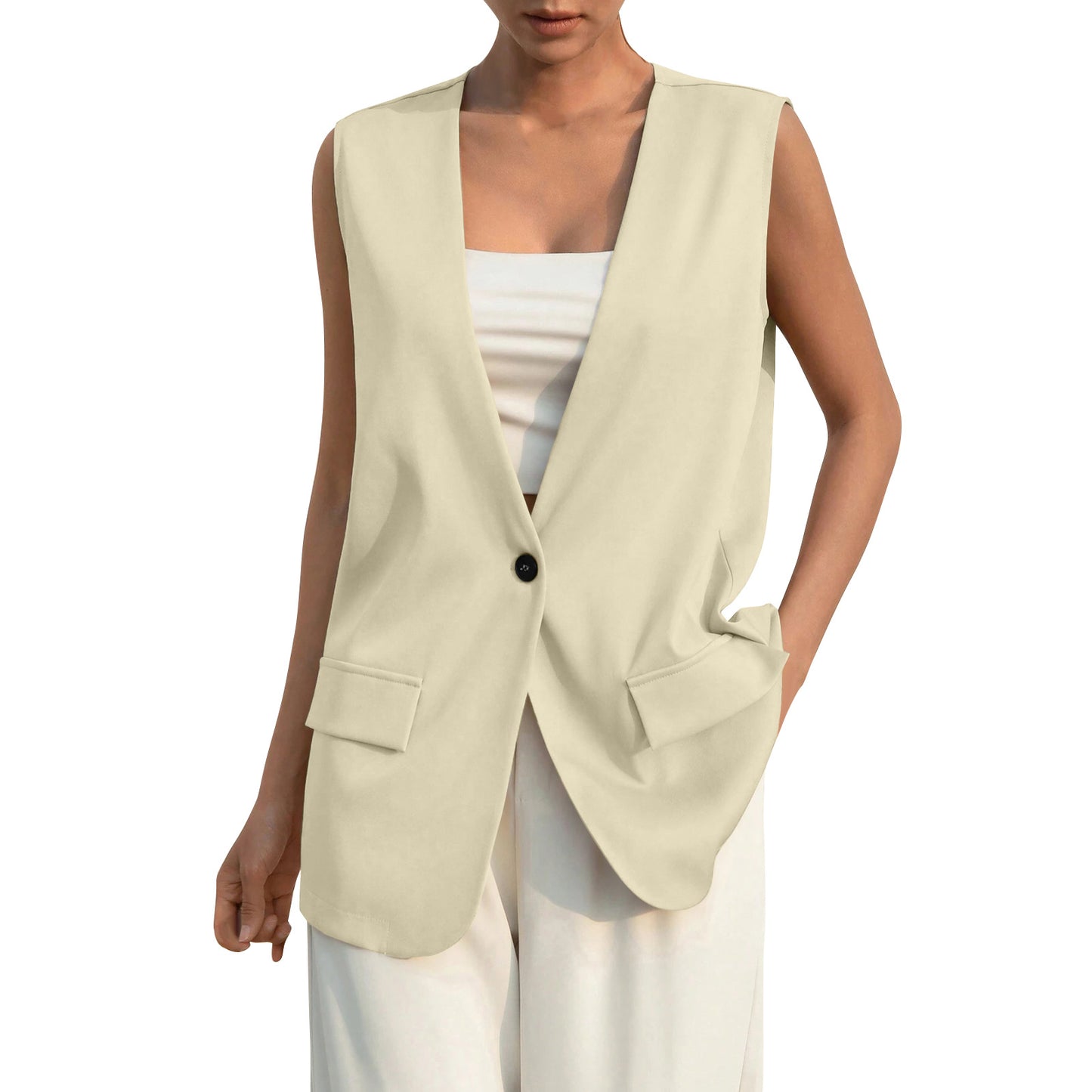 women's oversized v neck vest
